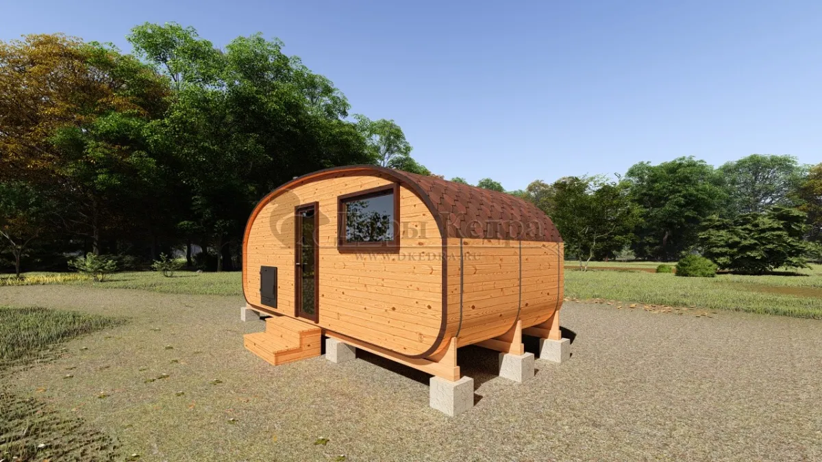 Баня-бочка «Гипоид» из кедра 6х2,2 метра