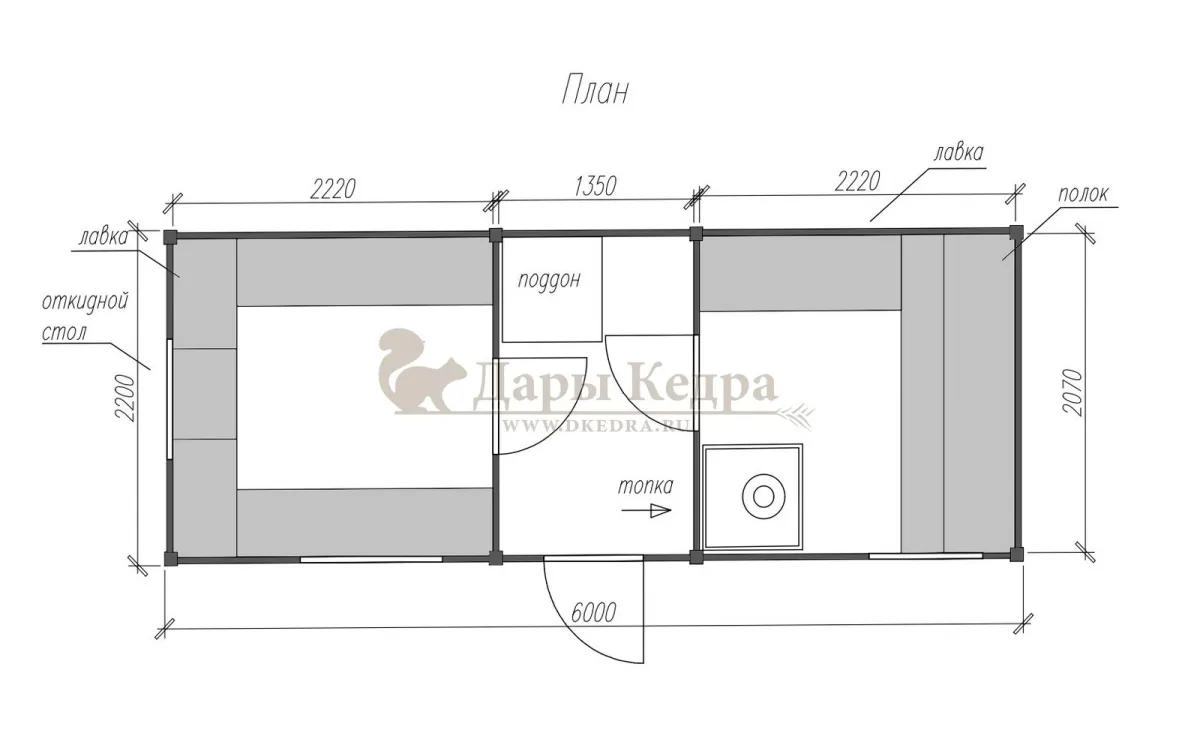 Каркасная баня «Лофт» из кедра 6х2,2 метра (вариант 2)