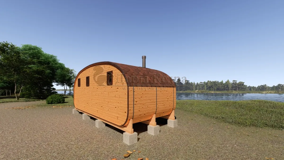 Баня-бочка «Гипоид» из кедра 6х2,2 метра